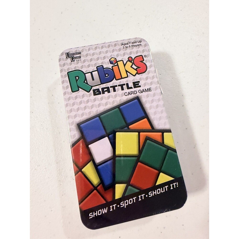 Rubik's Battle Card Game Brain Teaser Family Game Night Storage Tin New SEALED
